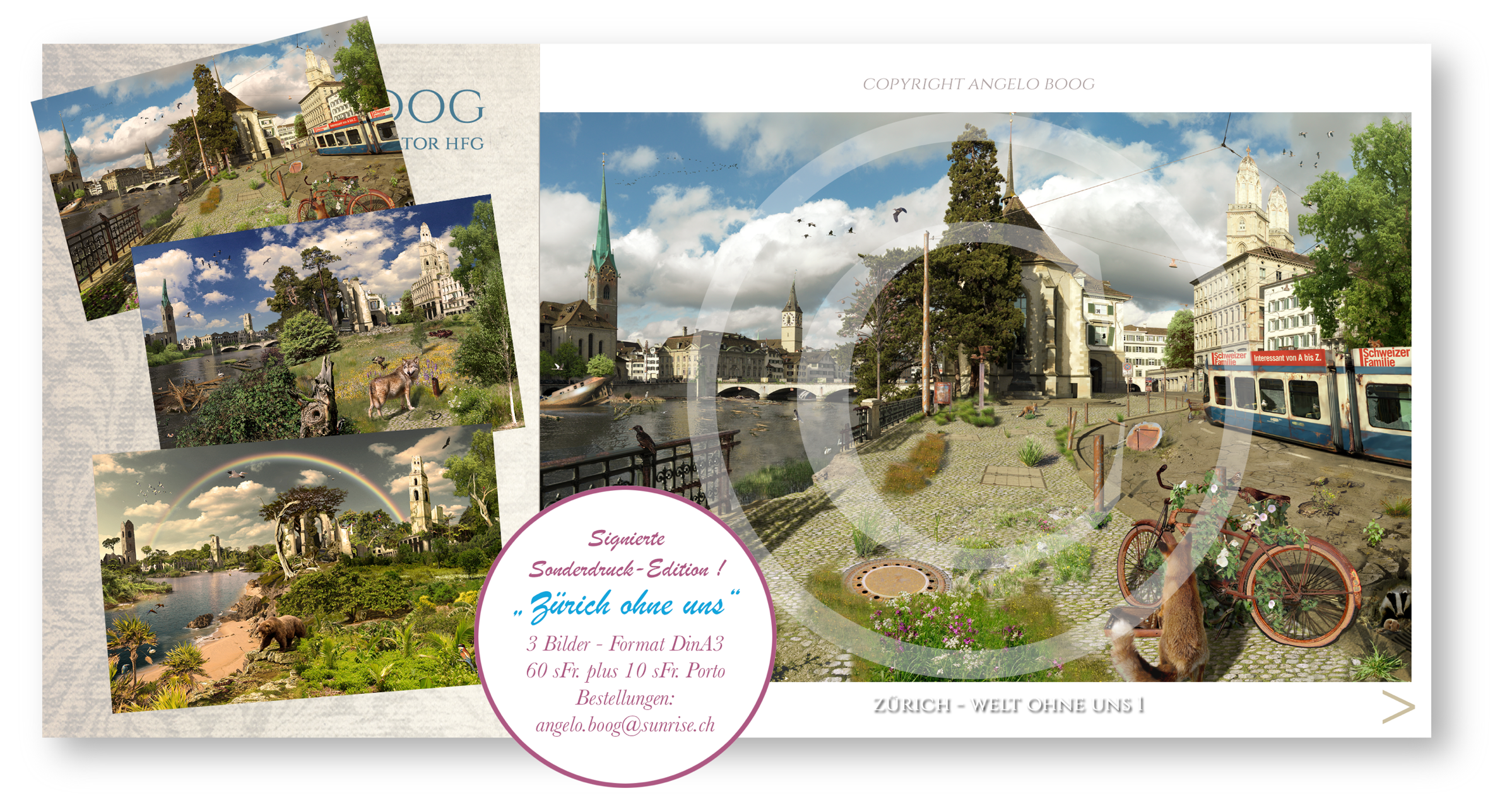 Photocollage Zürich Weltuntergang Poster