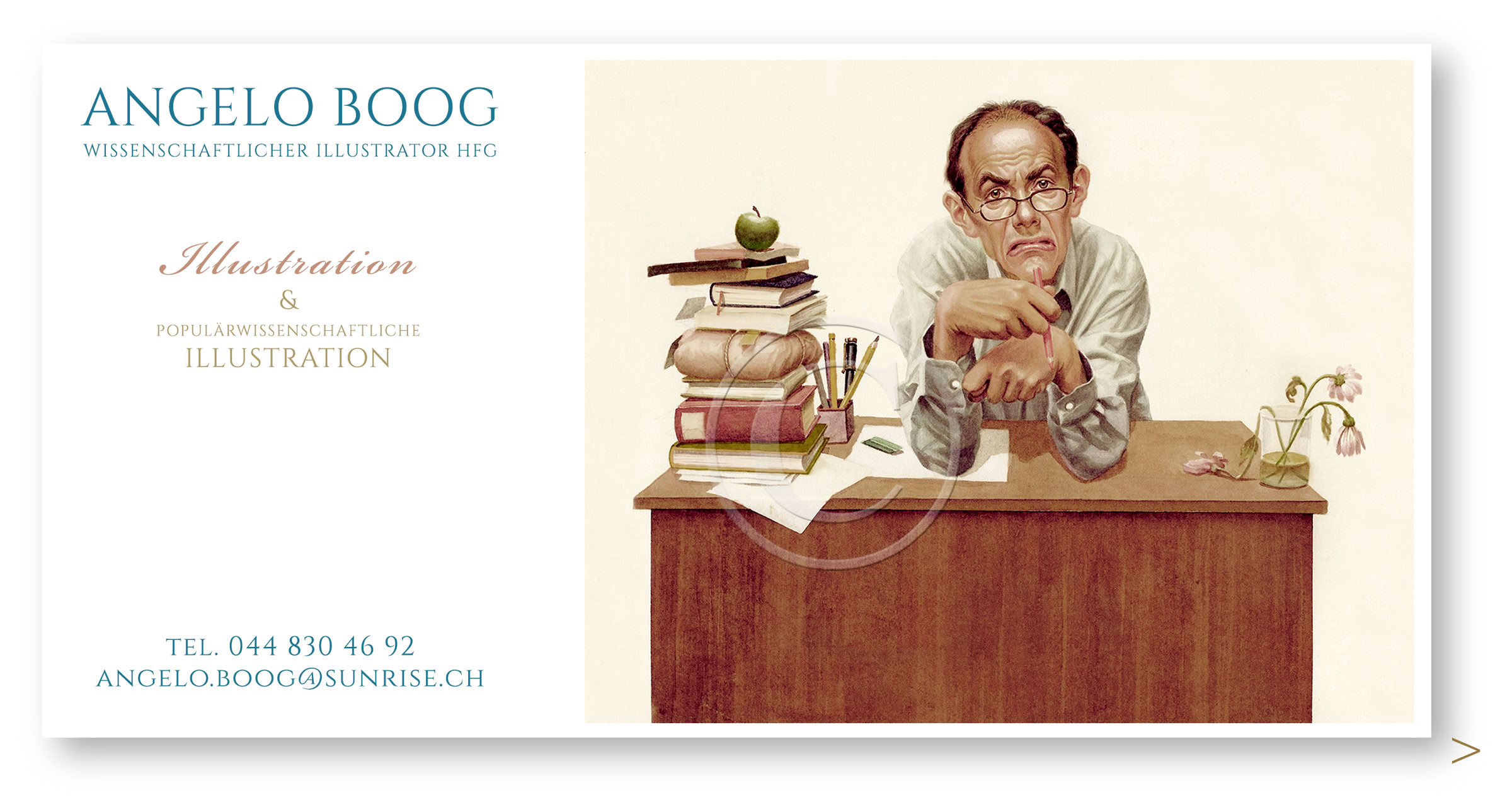 Portrait Karikatur Aquarell Cover Lehrer Burnout