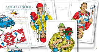 Illustration Jass Jasskarten Spiel Kartenspiel Strichzeichnung Tuschzeichnung