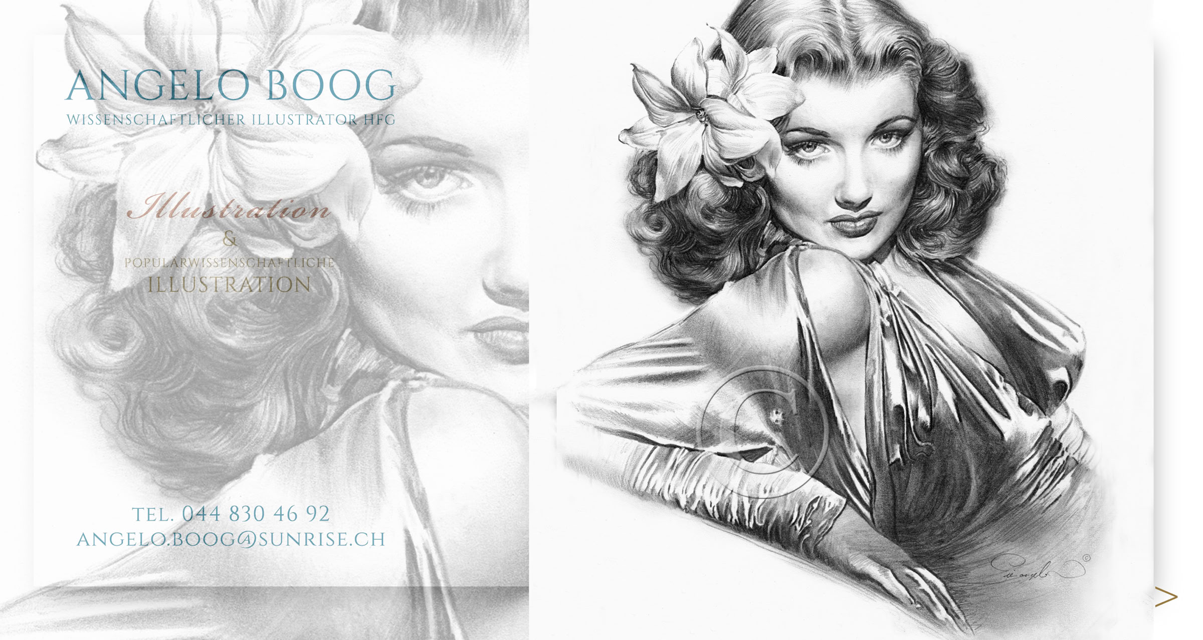 Portrait Zeichnung  Filmstar Schönheit Schmuck