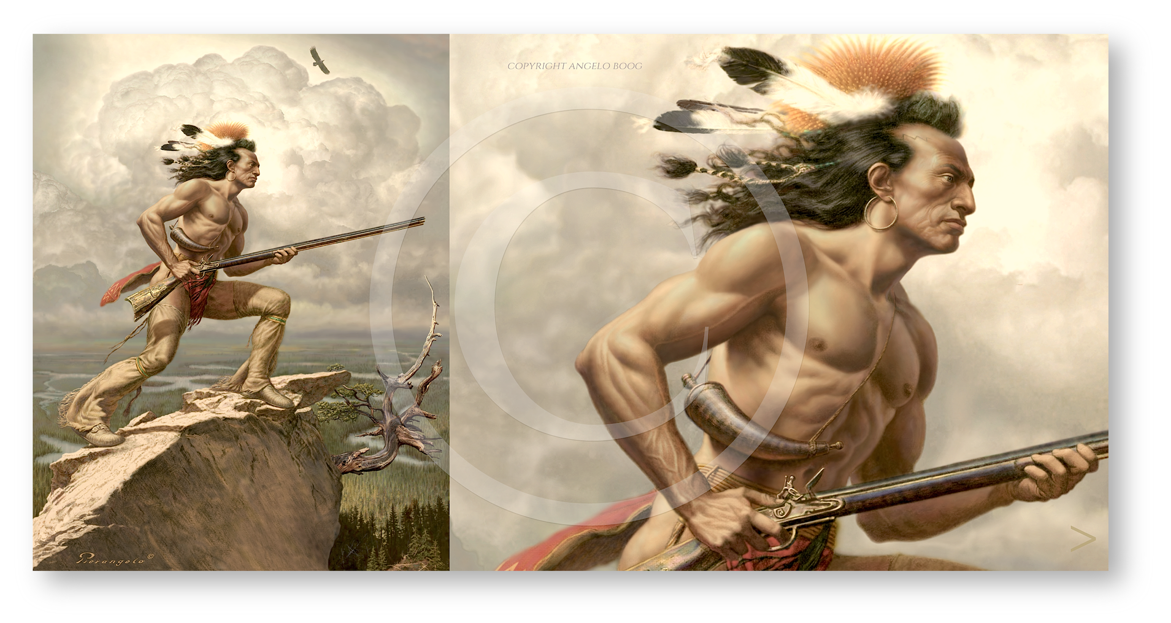 Gemälde Indianer Mohikaner Cover Wildwest Abenteuer 