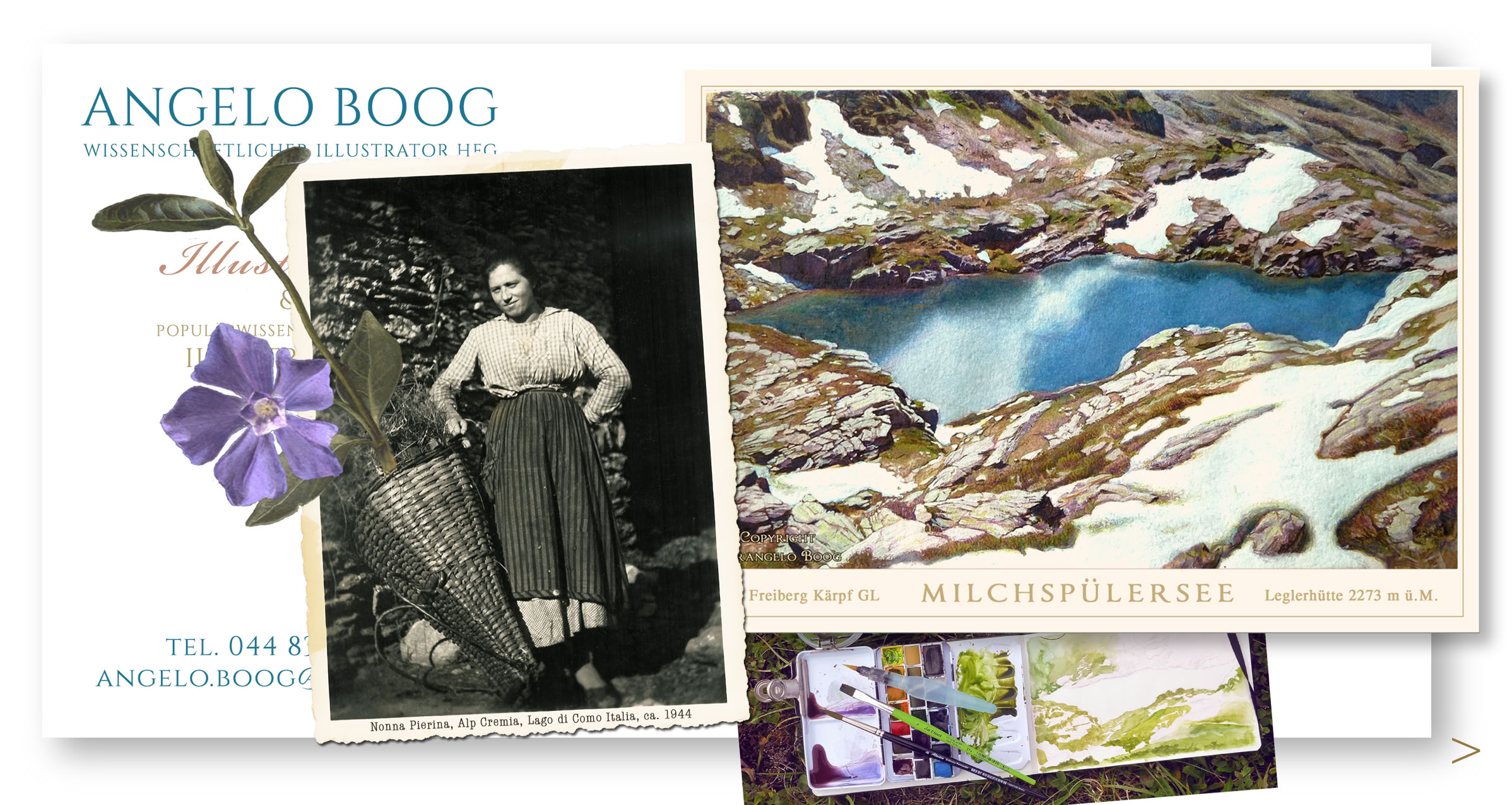 Illustration Aquarell Postkarte Berge Tourismus